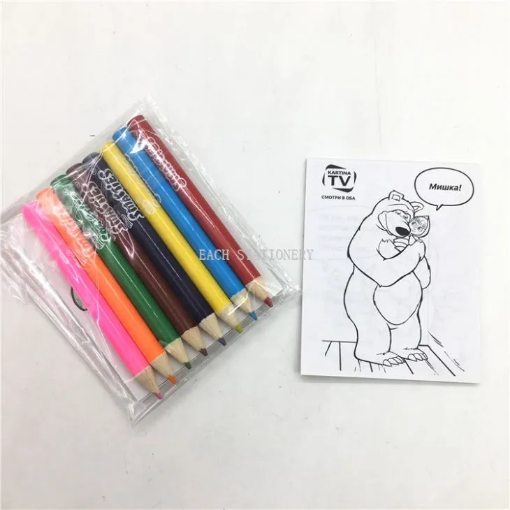 Pensil Lliw Mini 8pcs Gyda Llyfr Lliwio